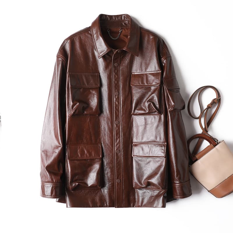 レザージャケット専門店 上質本革マルチポケットミリタリージャケット