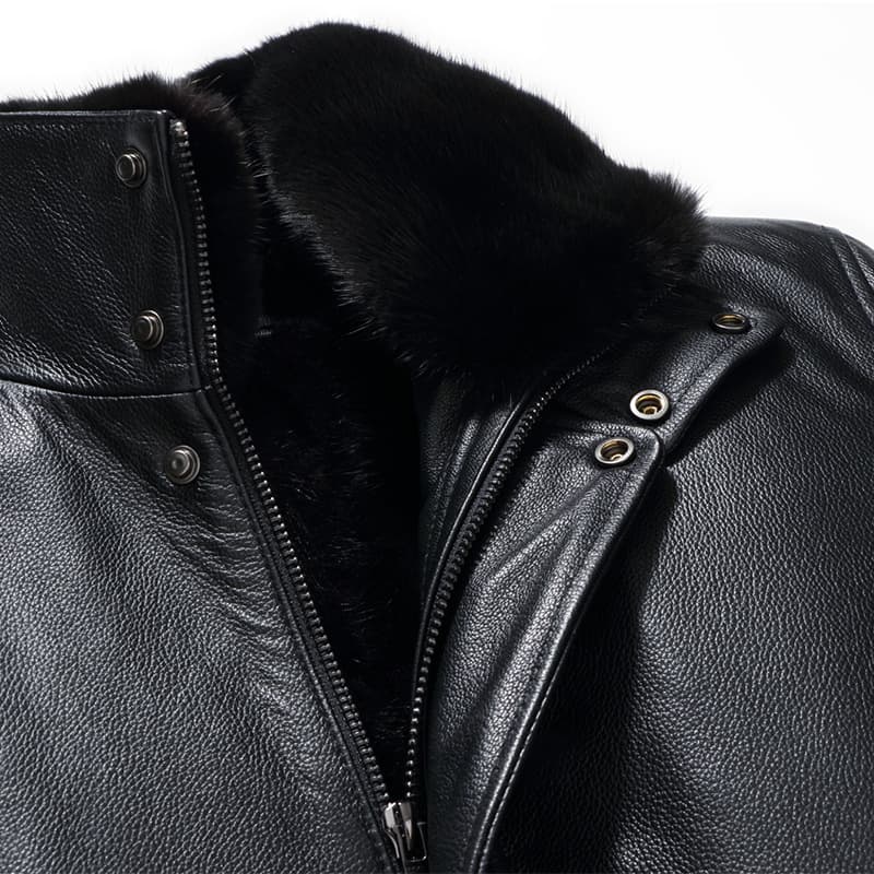 レザージャケット専門店 毛皮襟付きロングコート