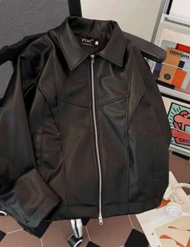 レザージャケット 黒革風ライダースジャケット フェイクレザー上着