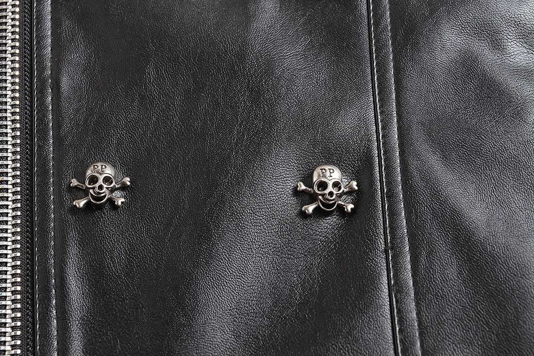 レザージャケット専門店 ドクロ刺繍 バイカーレザー