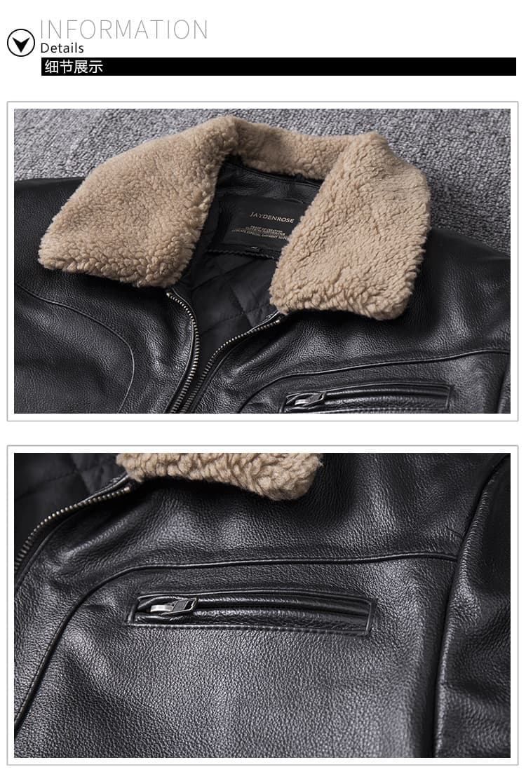 レザージャケット専門店 ムートンボア付き本革ライダースブルゾン