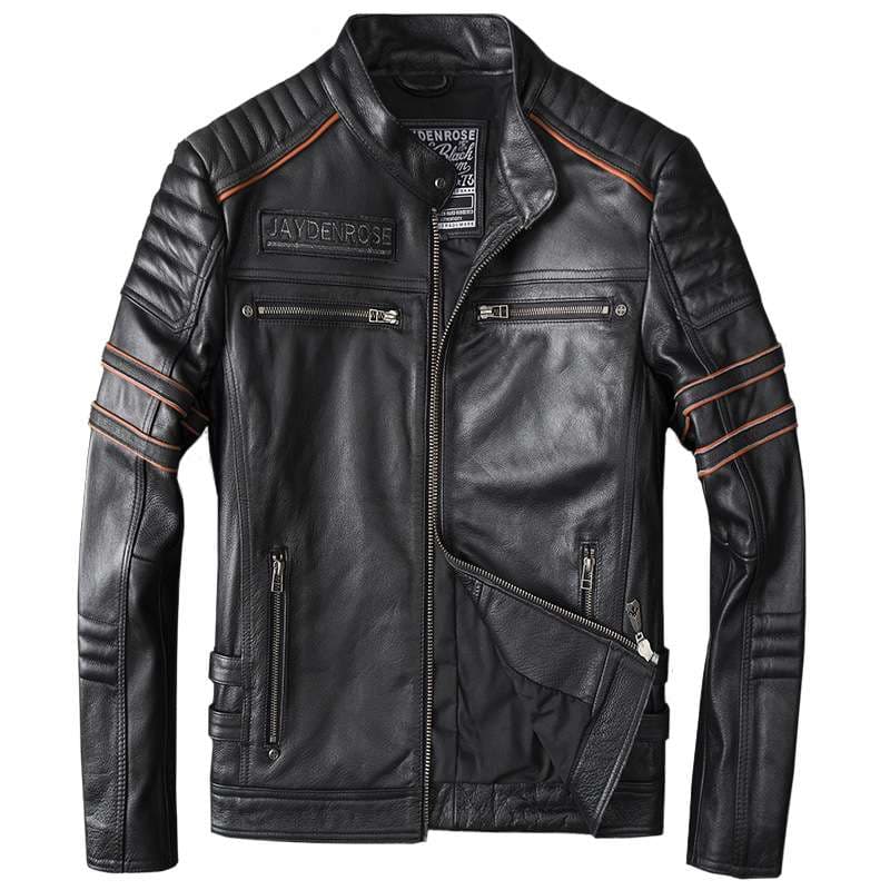 レザージャケット専門店 スカル刺繍入りクラシックライダース