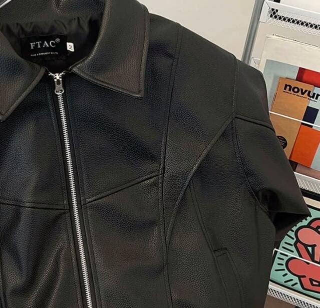 レザージャケット 黒革風ライダースジャケット フェイクレザー上着