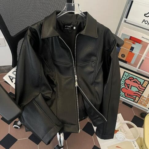 レザージャケット 黒革風ライダースジャケット フェイクレザー上着