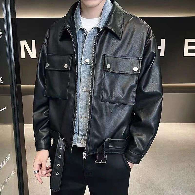 レザージャケット 韓国風ゆったりシルエット本革ジャケット ライダースジャケット