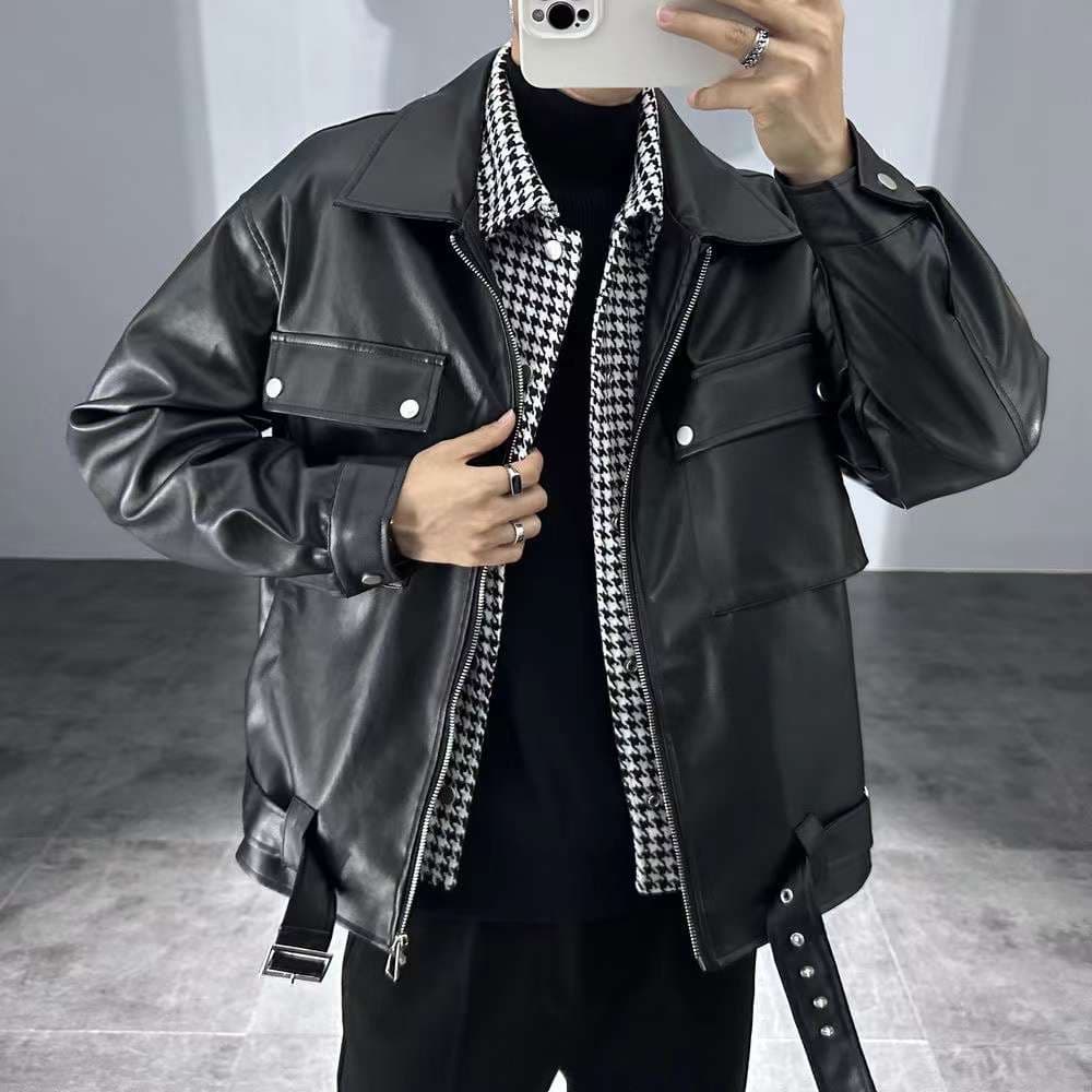 レザージャケット 韓国風ゆったりシルエット本革ジャケット ライダースジャケット