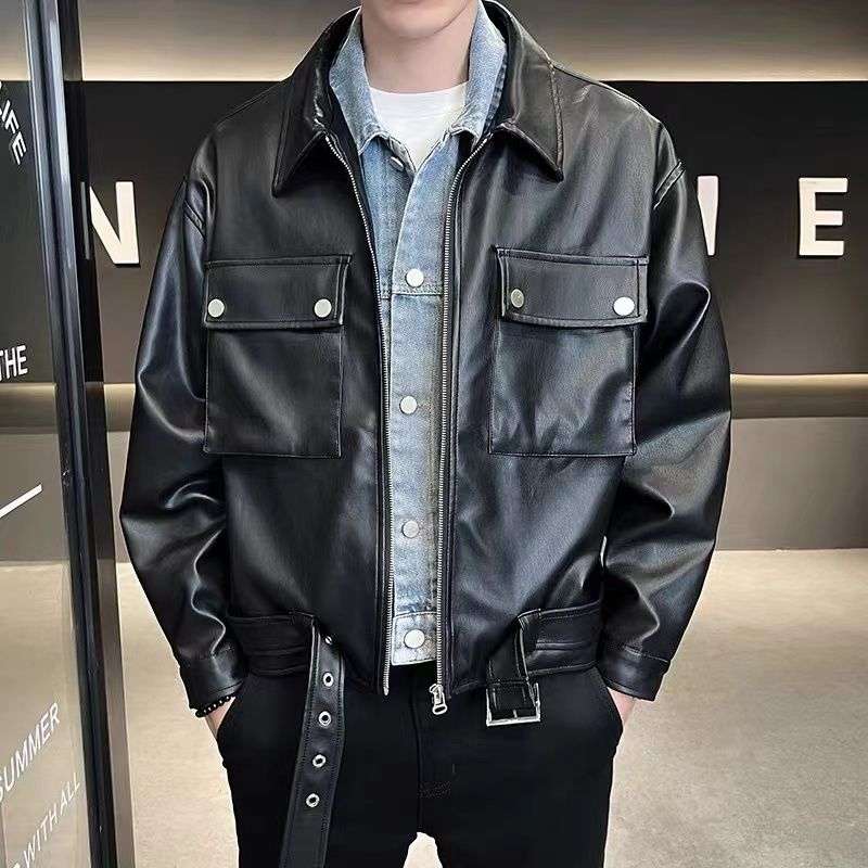 レザージャケット 韓国風ゆったりシルエット本革ジャケット ライダースジャケット