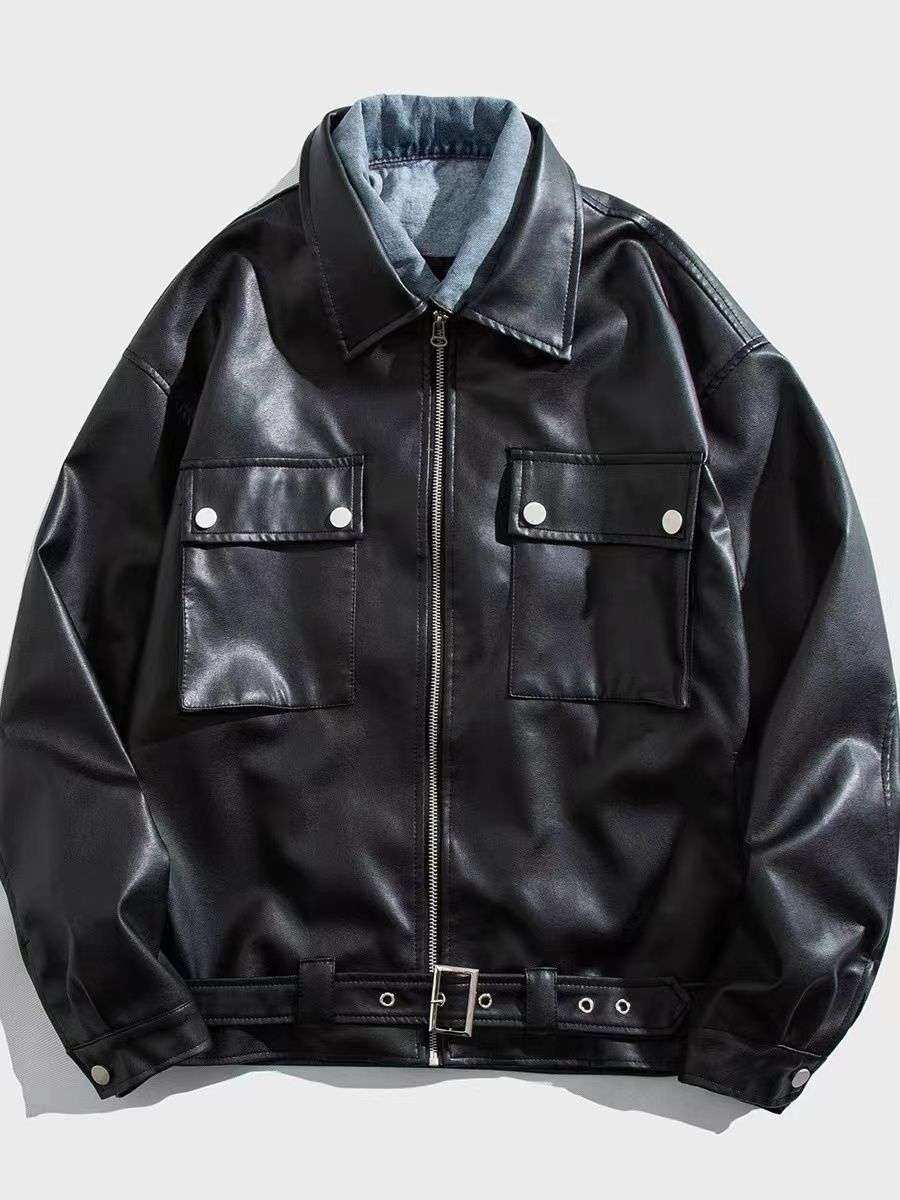 レザージャケット 韓国風ゆったりシルエット本革ジャケット ライダースジャケット