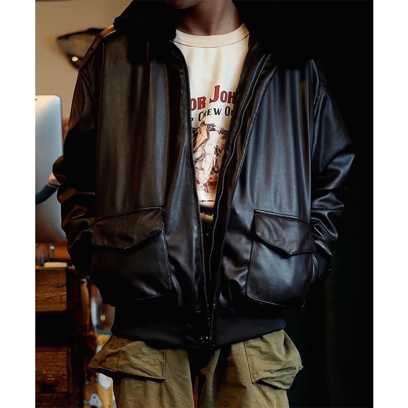 本格ミリタリー飛行隊レザージャケット ライダースジャケット