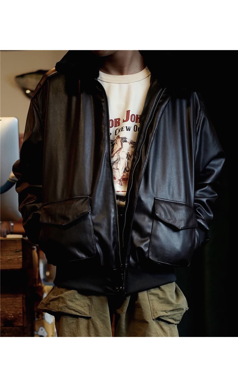 本格ミリタリー飛行隊レザージャケット ライダースジャケット