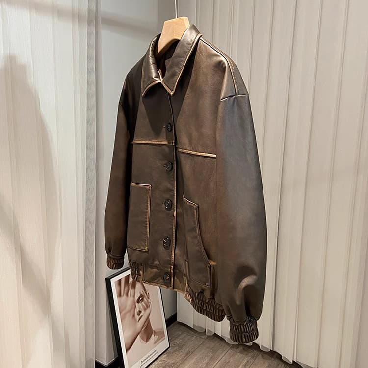 【女性向け】レザージャケット専門店 スッキリ仕立てのゆったりレザー